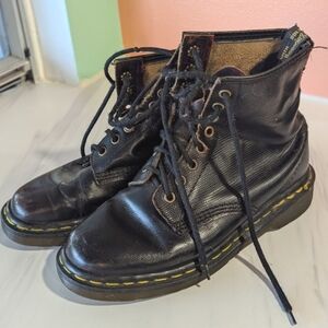 Vintage 90s Dr. Martens 6 Combat Boots Oxblood Burgundy Punk Distressed Lace Up